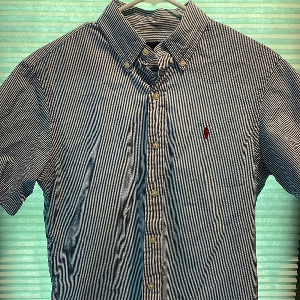 Men’s Small Polo Ralph Lauren Seersucker Shortsleeve Button Up